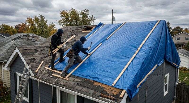 Storm Damage Roof Tarping in Brighton, MI